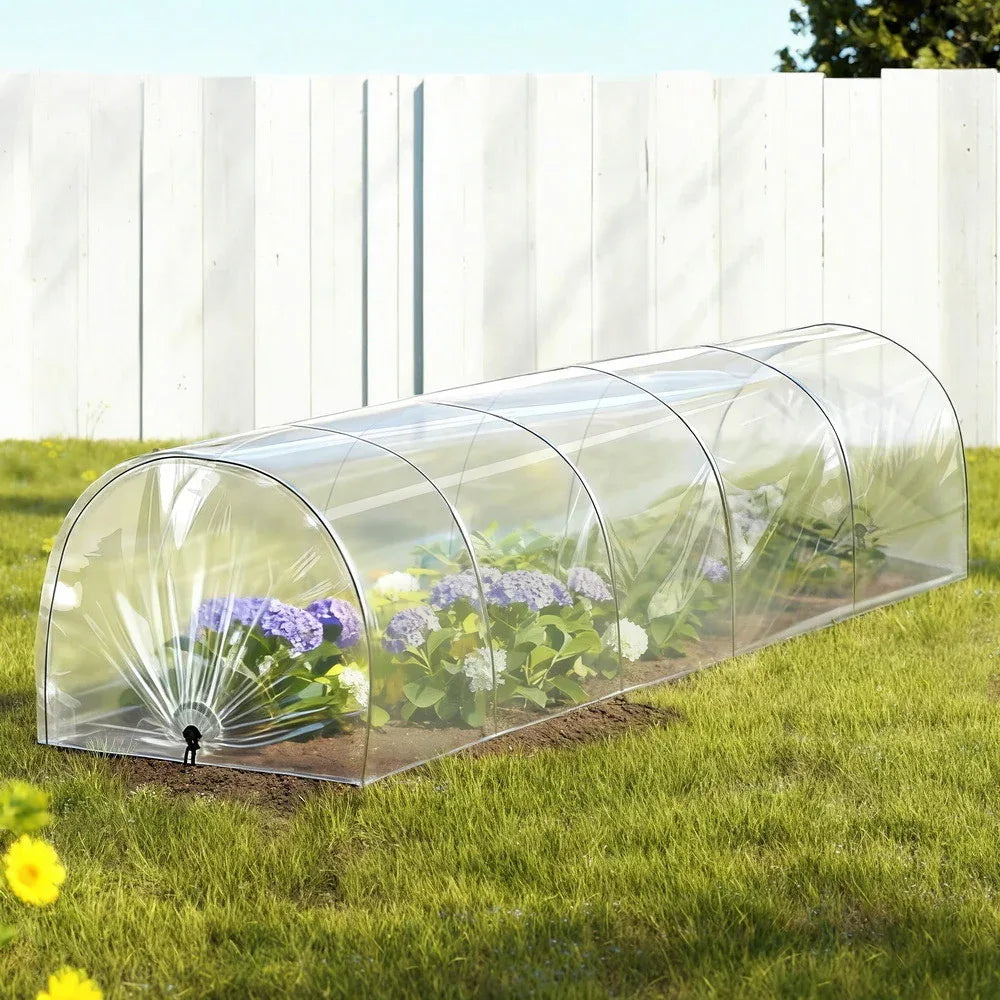 Green Fingers Mini Greenhouse 300x45x30cm Tunnel Clear PVC Steel Frame Portable - Mekamart Australia