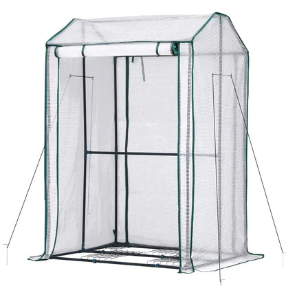 Green Fingers Mini Greenhouse PE Cover Green House Roll-Up Zippered Door 1.0x0.8x1.5M - Mekamart Australia