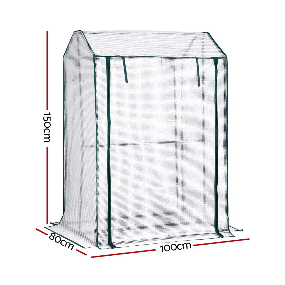 Green Fingers Mini Greenhouse PE Cover Green House Roll-Up Zippered Door 1.0x0.8x1.5M - Mekamart Australia