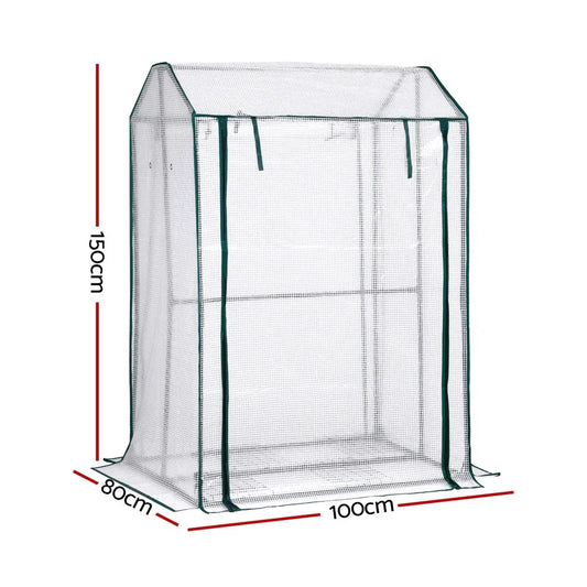 Green Fingers Mini Greenhouse PE Cover Green House Roll-Up Zippered Door 1.0x0.8x1.5M - Mekamart Australia