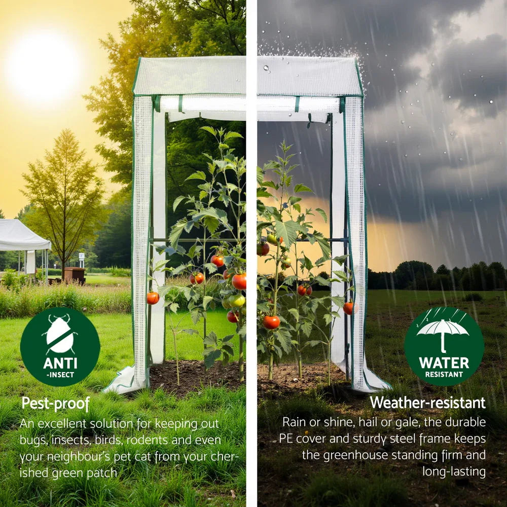 Green Fingers Mini Greenhouse PE Cover Green House Roll-Up Zippered Door 1.0x0.8x1.5M - Mekamart Australia