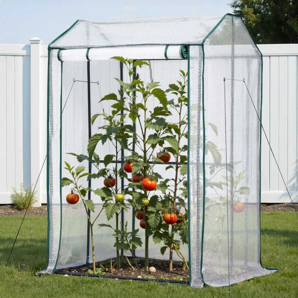 Green Fingers Mini Greenhouse PE Cover Green House Roll-Up Zippered Door 1.0x0.8x1.5M - Mekamart Australia