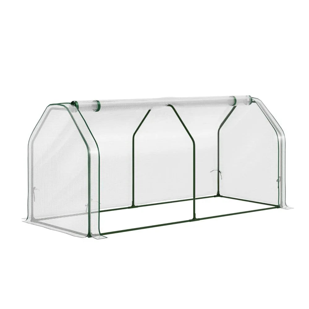 Green Fingers Mini Greenhouse PE Cover Green House Roll-Up Zippered Door 1.2x0.5x0.6M - Mekamart Australia
