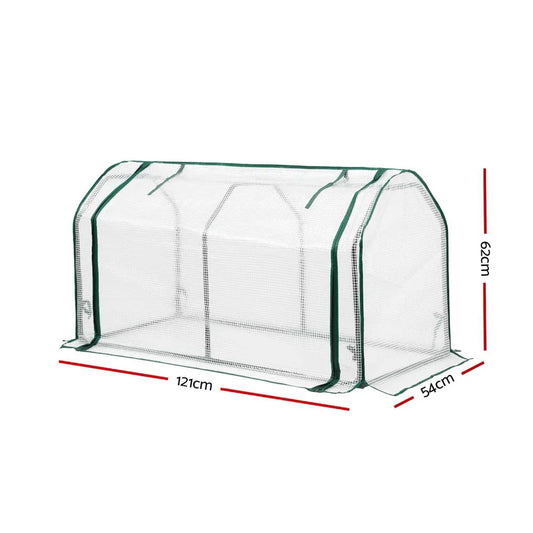 Green Fingers Mini Greenhouse PE Cover Green House Roll-Up Zippered Door 1.2x0.5x0.6M - Mekamart Australia