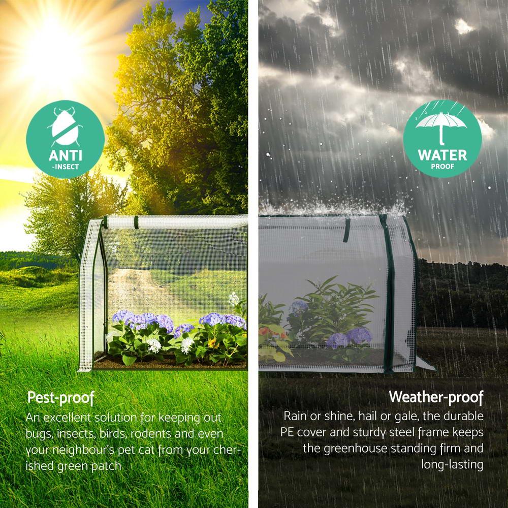 Green Fingers Mini Greenhouse PE Cover Green House Roll-Up Zippered Door 1.2x0.5x0.6M - Mekamart Australia