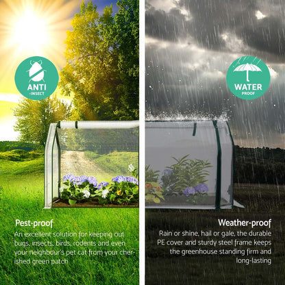 Green Fingers Mini Greenhouse PE Cover Green House Roll-Up Zippered Door 1.2x0.5x0.6M - Mekamart Australia