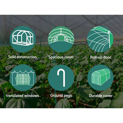 Green Fingers Greenhouse 6x3x2M Walk in Green House Tunnel Plant Garden Shed Dome - Mekamart Australia