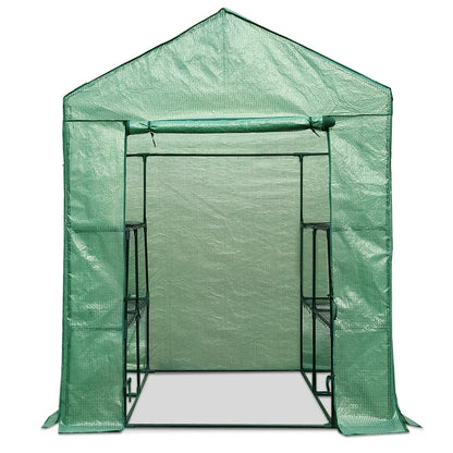 Green Fingers Greenhouse 1.4x1.55x2M Walk in Green House Tunnel Plant Garden Shed 8 Shelves - Mekamart Australia