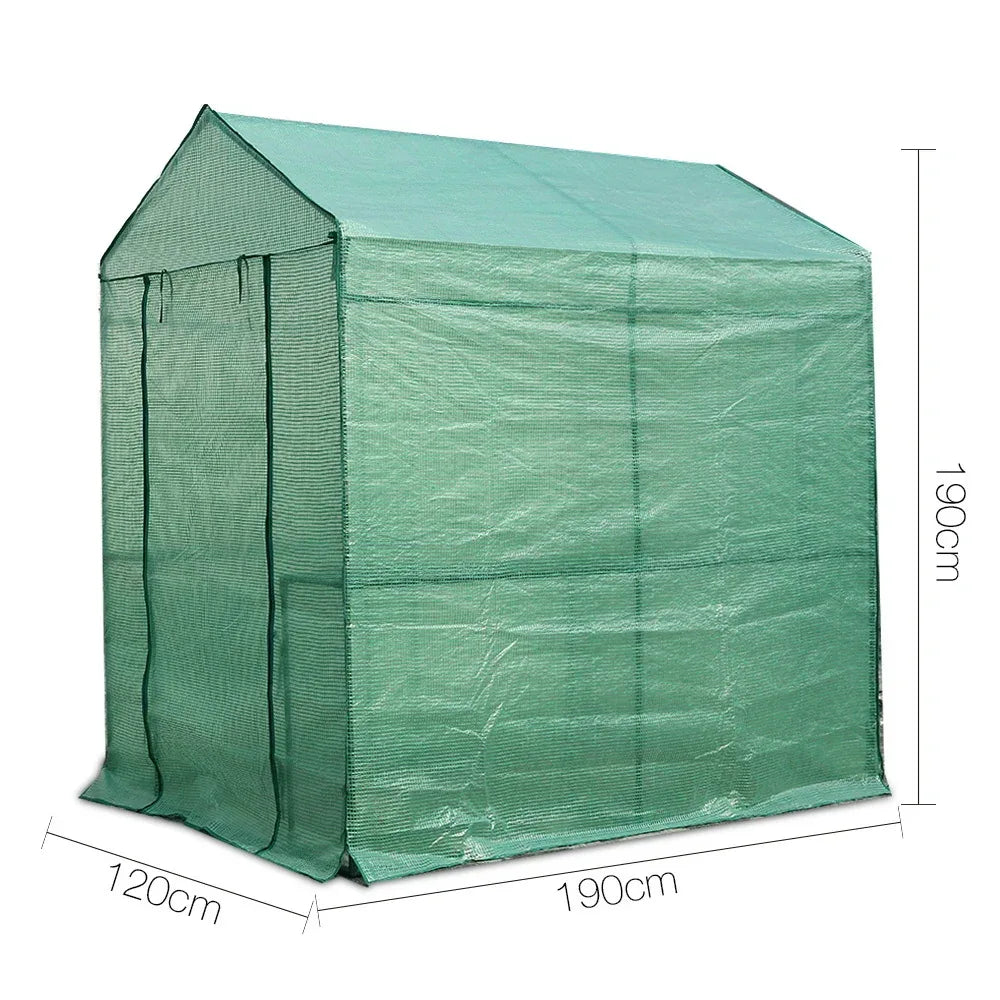 Green Fingers Greenhouse 1.2x1.9x1.9M Walk in Green House Tunnel Plant Garden Shed 4 Shelves - Mekamart Australia