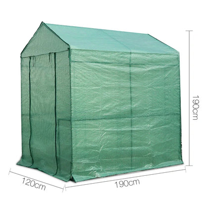 Green Fingers Greenhouse 1.2x1.9x1.9M Walk in Green House Tunnel Plant Garden Shed 4 Shelves - Mekamart Australia