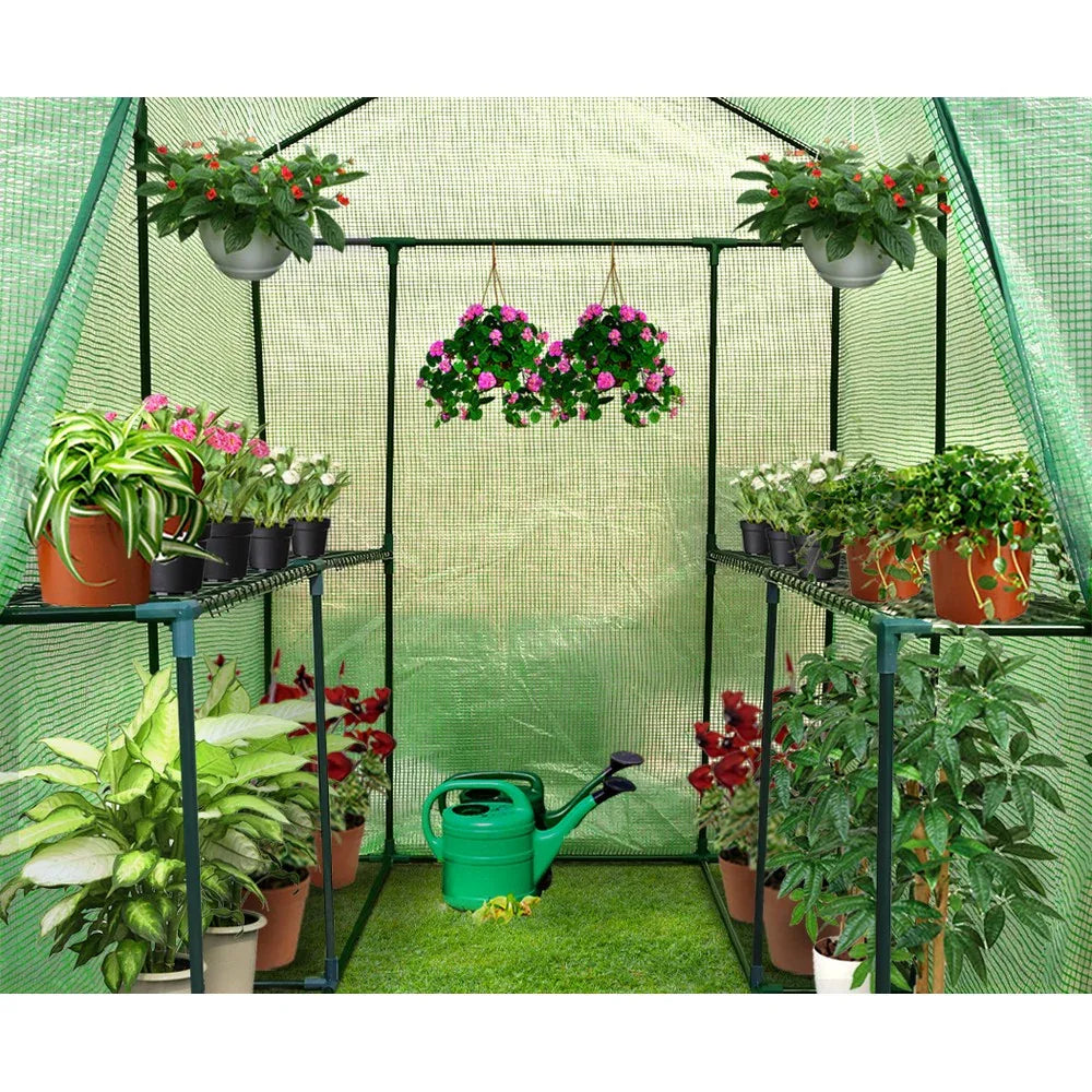 Green Fingers Greenhouse 1.2x1.9x1.9M Walk in Green House Tunnel Plant Garden Shed 4 Shelves - Mekamart Australia