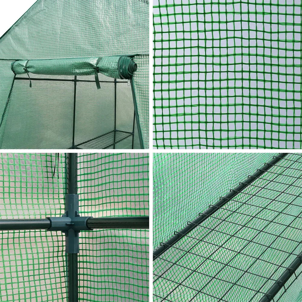 Green Fingers Greenhouse 1.2x1.9x1.9M Walk in Green House Tunnel Plant Garden Shed 4 Shelves - Mekamart Australia