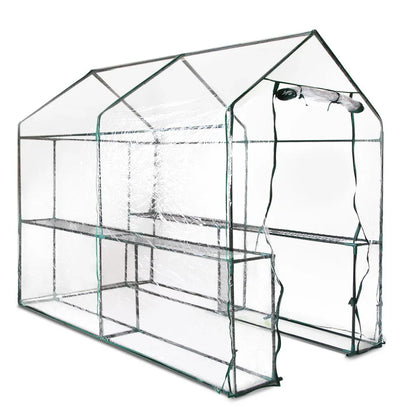 Green Fingers Greenhouse 1.2x1.9x1.9M Walk in Green House Tunnel Clear Garden Shed 4 Shelves - Mekamart Australia