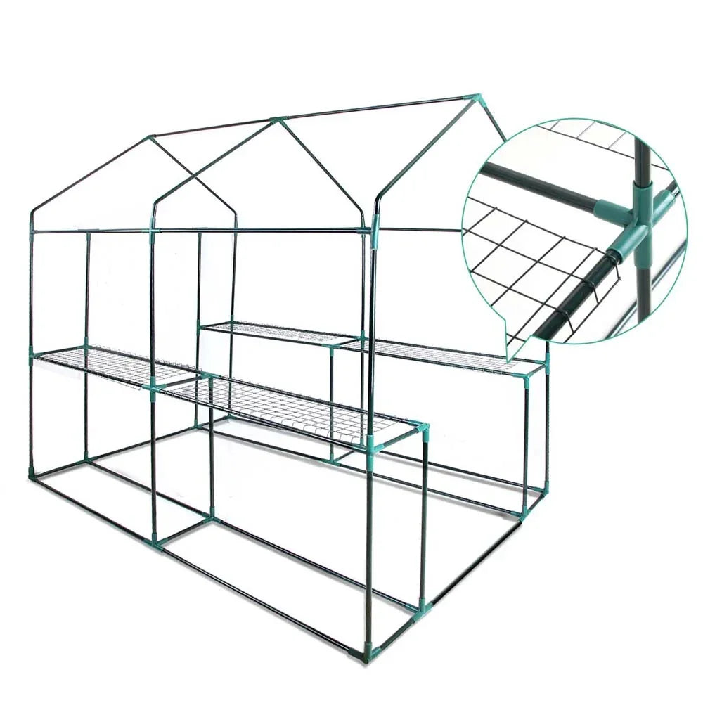 Green Fingers Greenhouse 1.2x1.9x1.9M Walk in Green House Tunnel Clear Garden Shed 4 Shelves - Mekamart Australia