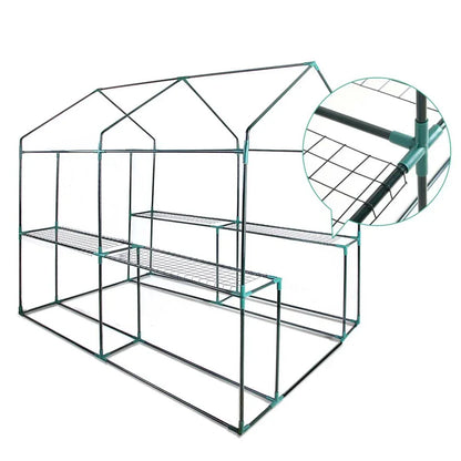 Green Fingers Greenhouse 1.2x1.9x1.9M Walk in Green House Tunnel Clear Garden Shed 4 Shelves - Mekamart Australia