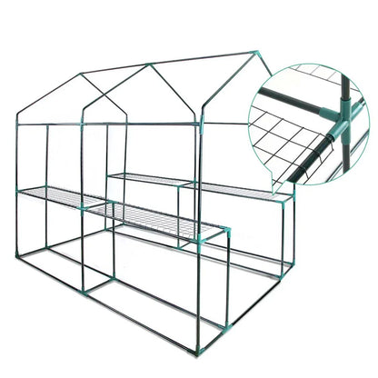 Green Fingers Greenhouse 1.2x1.9x1.9M Walk in Green House Tunnel Clear Garden Shed 4 Shelves - Mekamart Australia