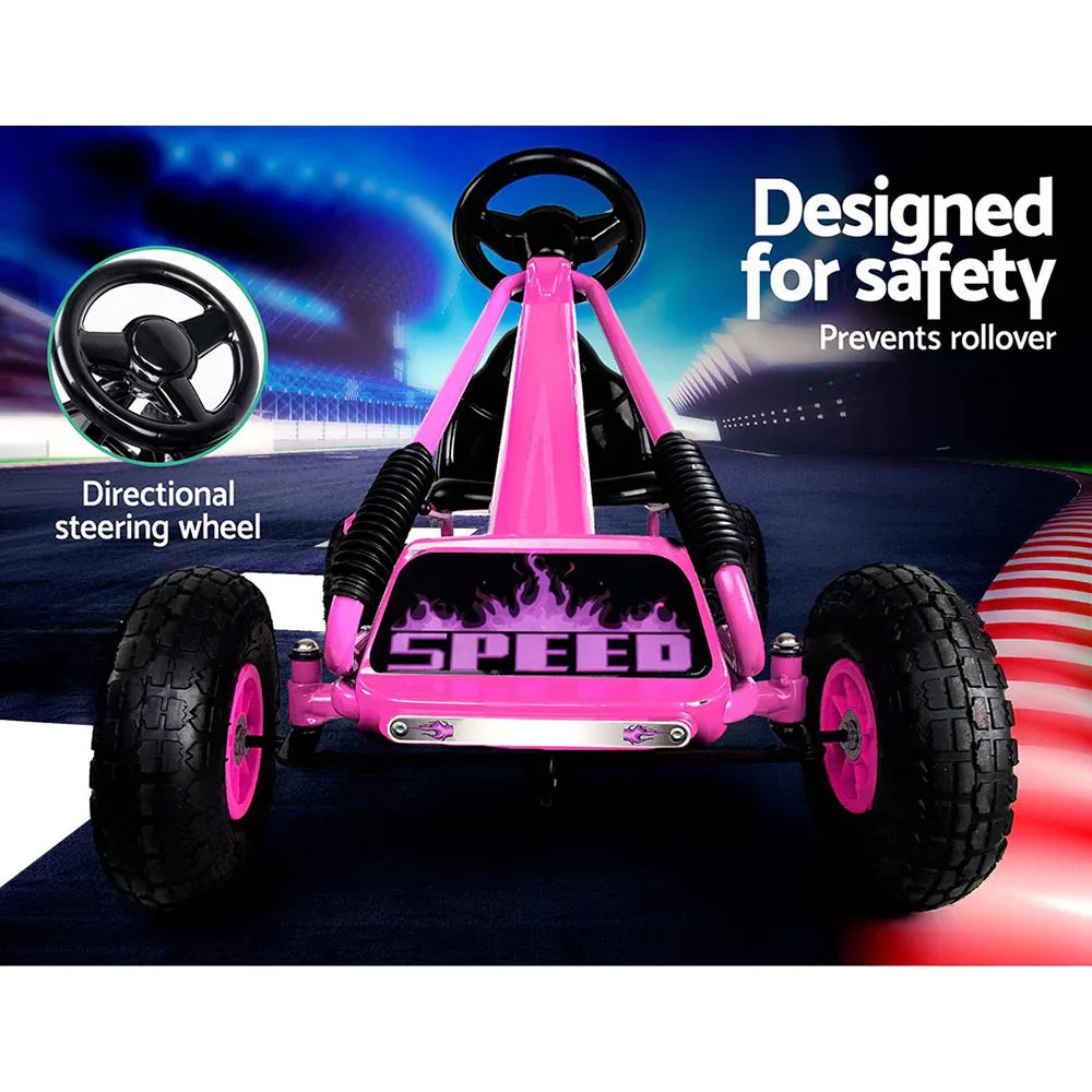 Rigo Kids Pedal Go Kart Ride On Toys Racing Car Rubber Tyre Pink - Mekamart Australia