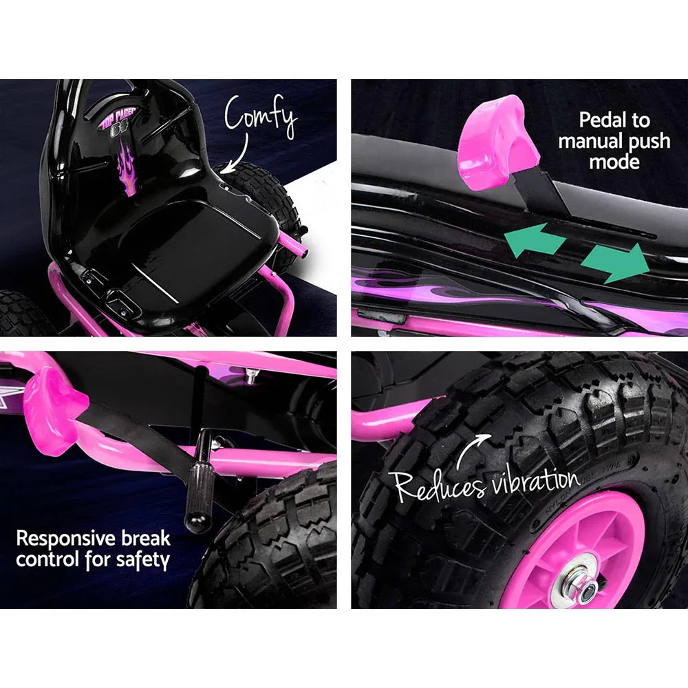 Rigo Kids Pedal Go Kart Ride On Toys Racing Car Rubber Tyre Pink - Mekamart Australia