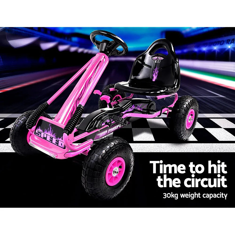 Rigo Kids Pedal Go Kart Ride On Toys Racing Car Rubber Tyre Pink - Mekamart Australia