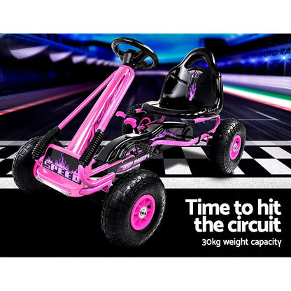Rigo Kids Pedal Go Kart Ride On Toys Racing Car Rubber Tyre Pink - Mekamart Australia