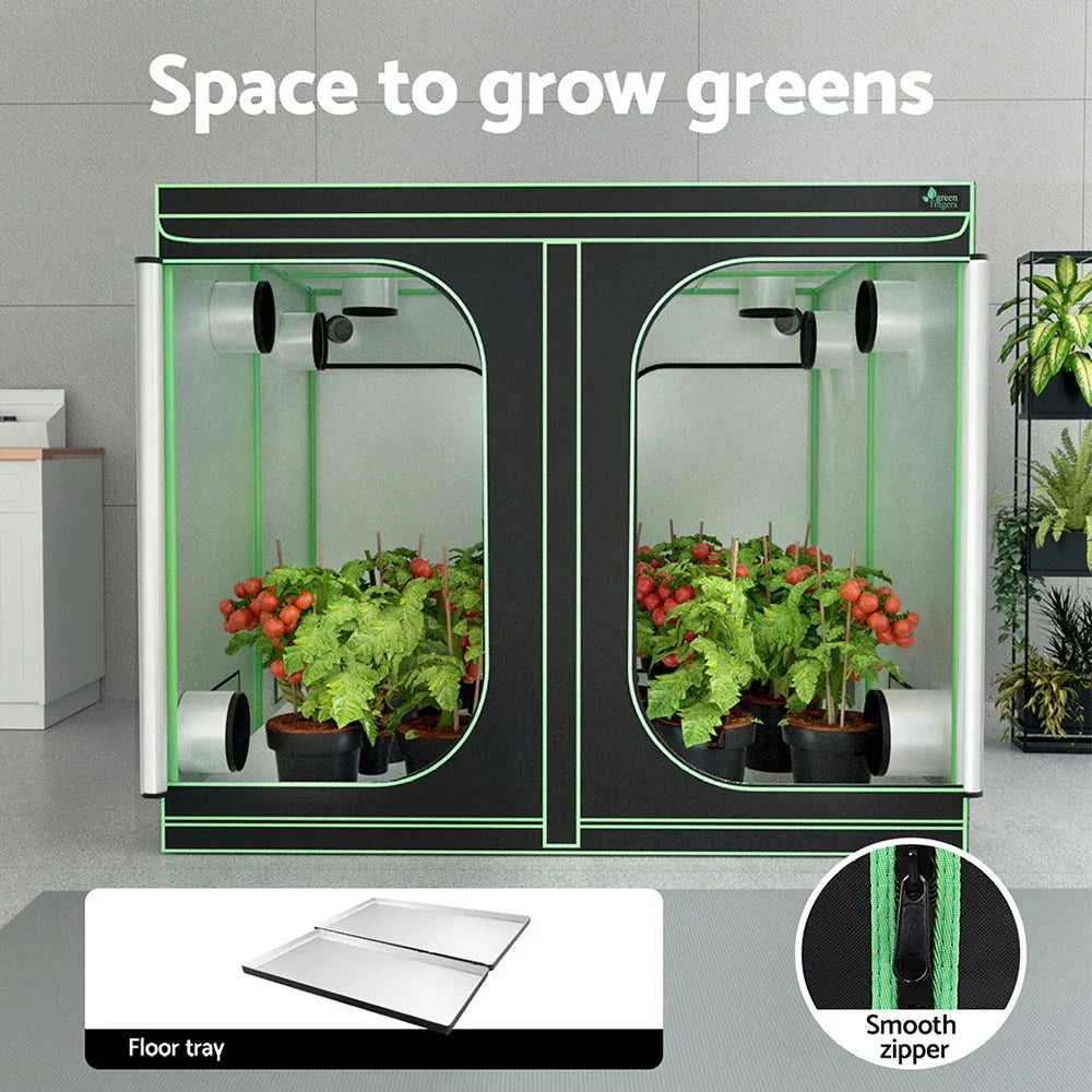 Green Fingers Grow Tent Kits 240x240x200cm Hydroponics Indoor Grow System Black - Mekamart Australia