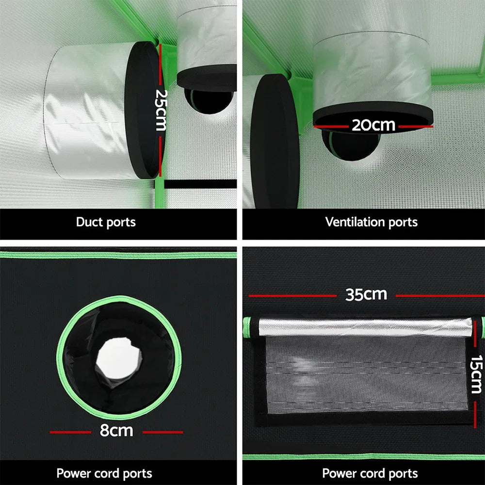 Green Fingers Grow Tent Kits 240x240x200cm Hydroponics Indoor Grow System Black - Mekamart Australia