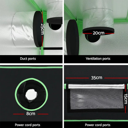 Green Fingers Grow Tent Kits 240x240x200cm Hydroponics Indoor Grow System Black - Mekamart Australia