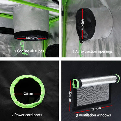 Green Fingers Grow Tent 60x60x140CM Hydroponics Kit Indoor Plant Room System - Mekamart Australia