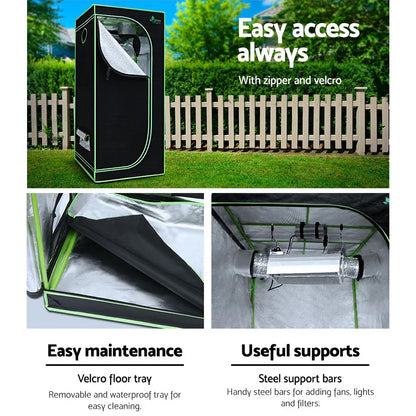 Green Fingers Grow Tent 70x70x160CM 1680D Hydroponics Kit Indoor Plant Room System - Mekamart Australia