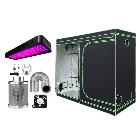 Green Fingers Grow Tent Light Kit 240x120x200CM 2000W LED 6" Vent Fan,Green Fingers Grow Tent Light Kit LED 2000W Full Spectrum 6" Vent 240x120x200CM - Mekamart Australia
