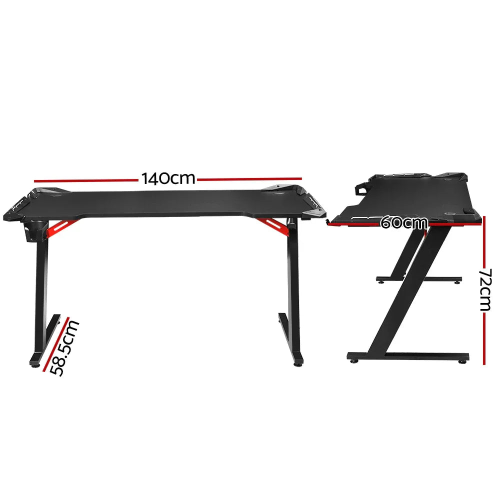Artiss Gaming Desk Computer Desks LED Light 140CM - Mekamart Australia
