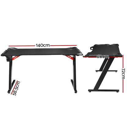 Artiss Gaming Desk Computer Desks LED Light 140CM - Mekamart Australia