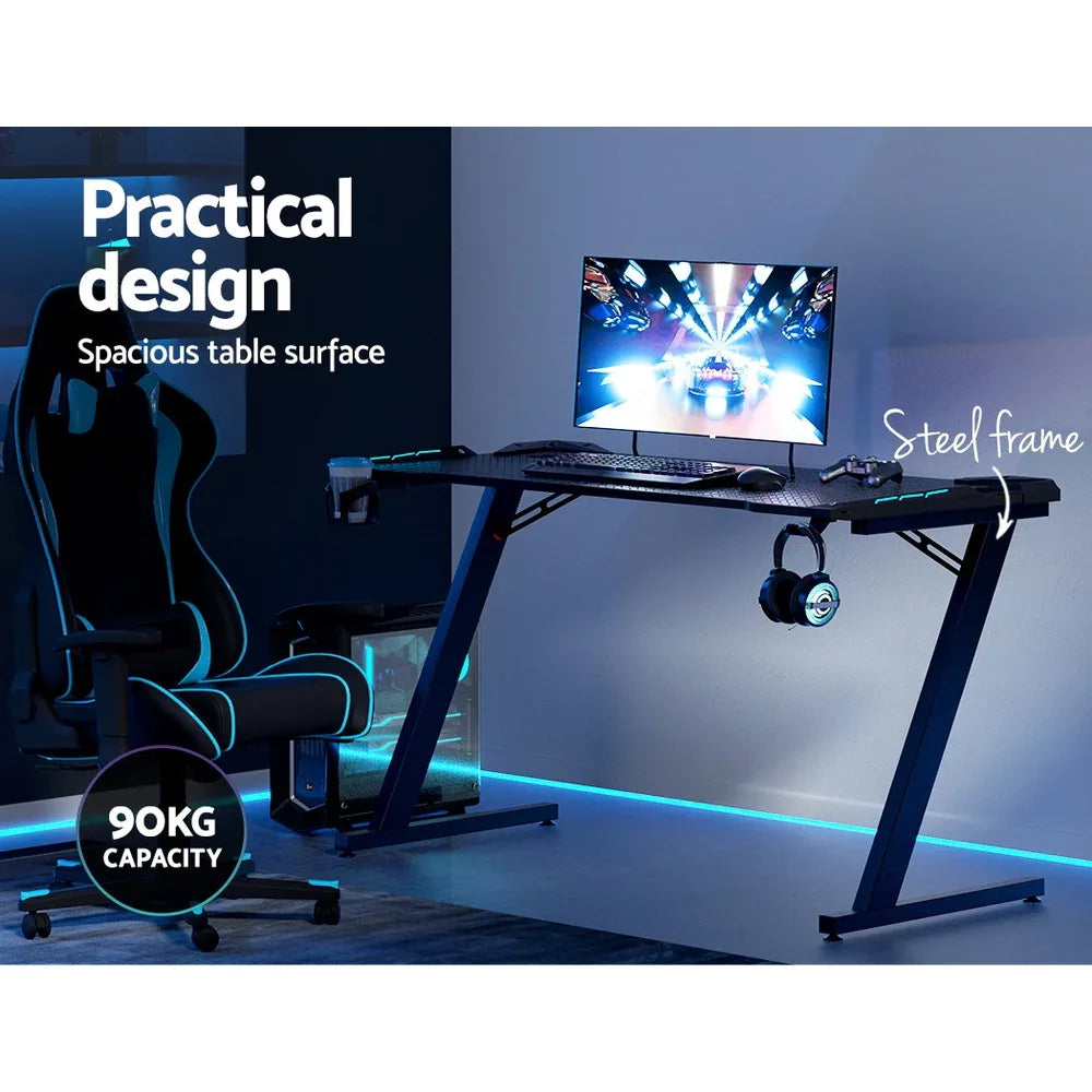 Artiss Gaming Desk Computer Desks LED Light 140CM - Mekamart Australia