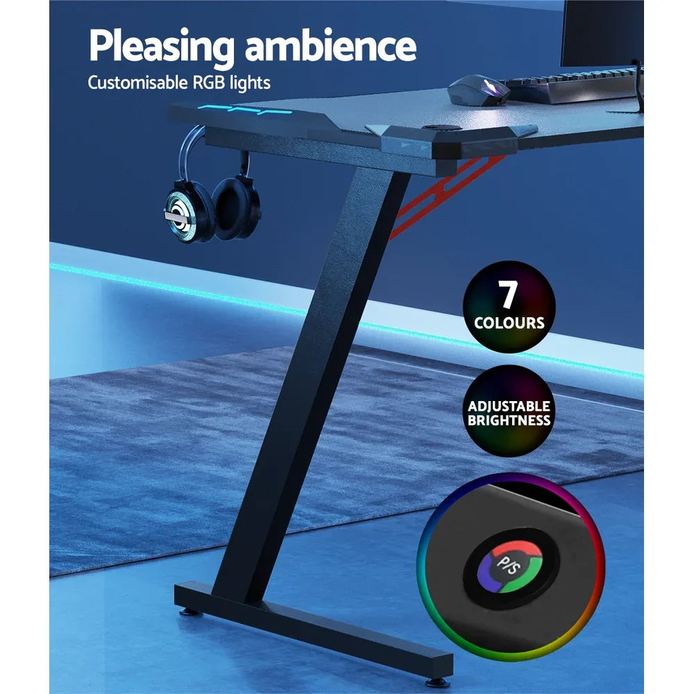 Artiss Gaming Desk Computer Desks LED Light 140CM - Mekamart Australia
