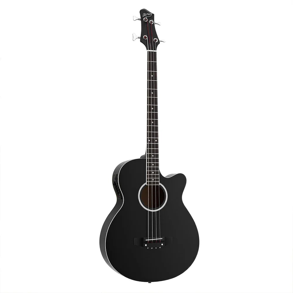 Alpha 43" Acoustic Bass Guitar Black 4-Band EQ - Mekamart Australia