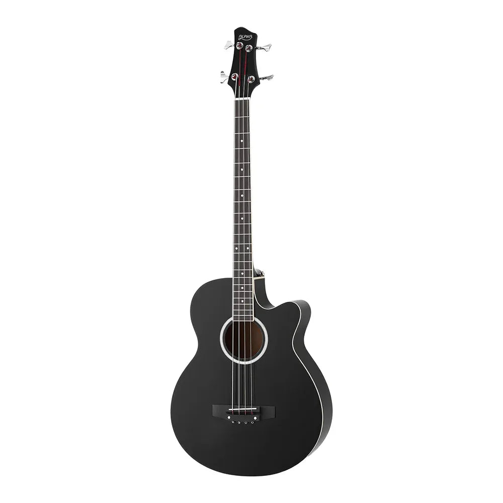 Alpha 43" Acoustic Bass Guitar Black 4-Band EQ - Mekamart Australia