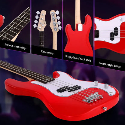 Alpha Electric Guitar Bass 47 Inch Red - Mekamart Australia