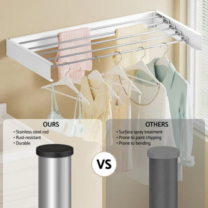 Artiss Clothes Rack Wall Mounted Airer Foldable White - Mekamart Australia