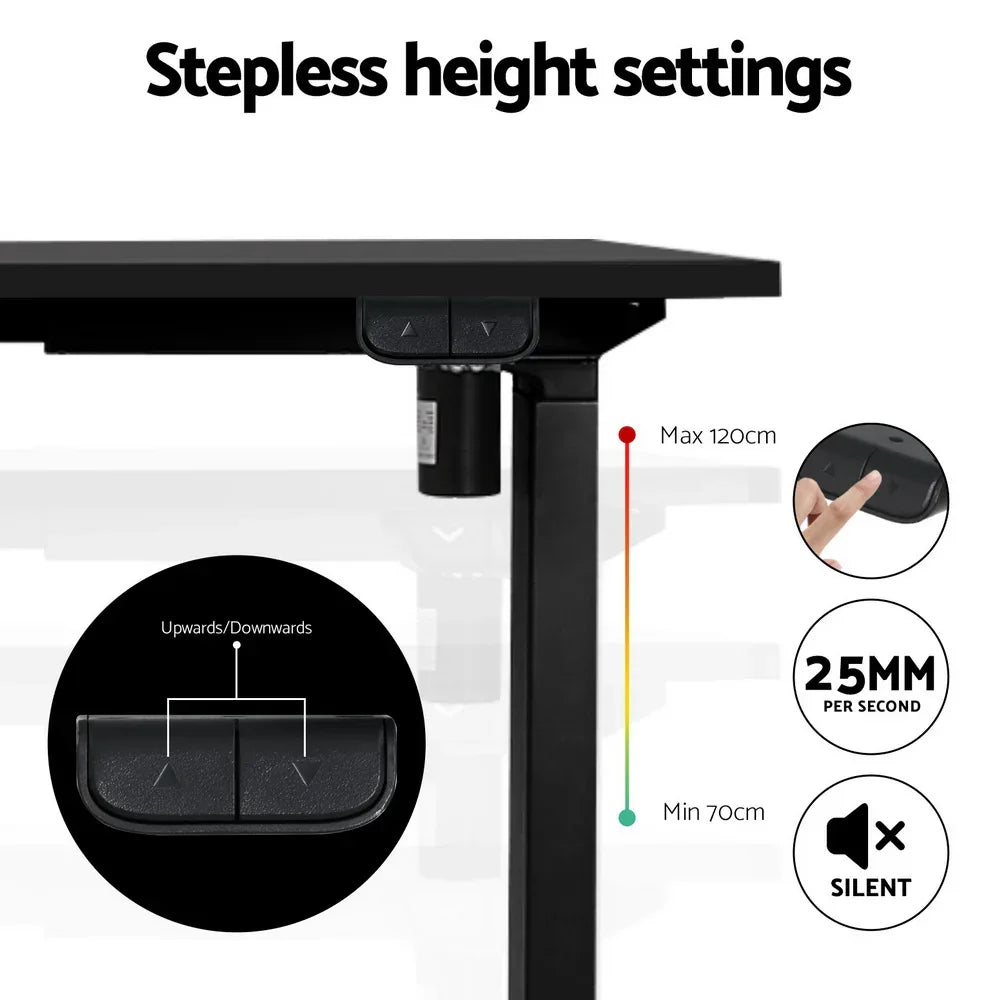 Artiss Electric Standing Desk Frame Only Height Adjustable 70KG Load Black - Mekamart Australia
