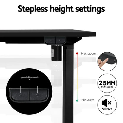 Artiss Electric Standing Desk Frame Only Height Adjustable 70KG Load Black - Mekamart Australia