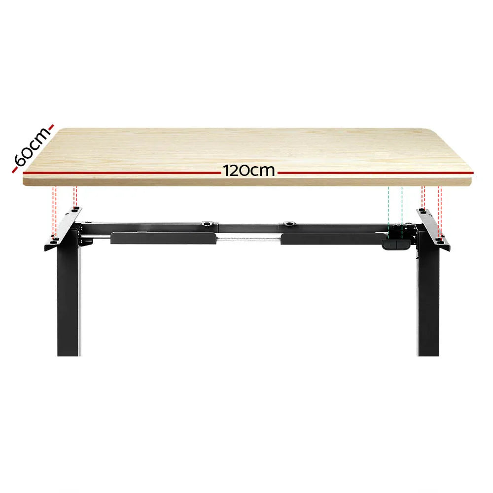 Artiss Standing Desk Motorised White Oak 120CM - Mekamart Australia