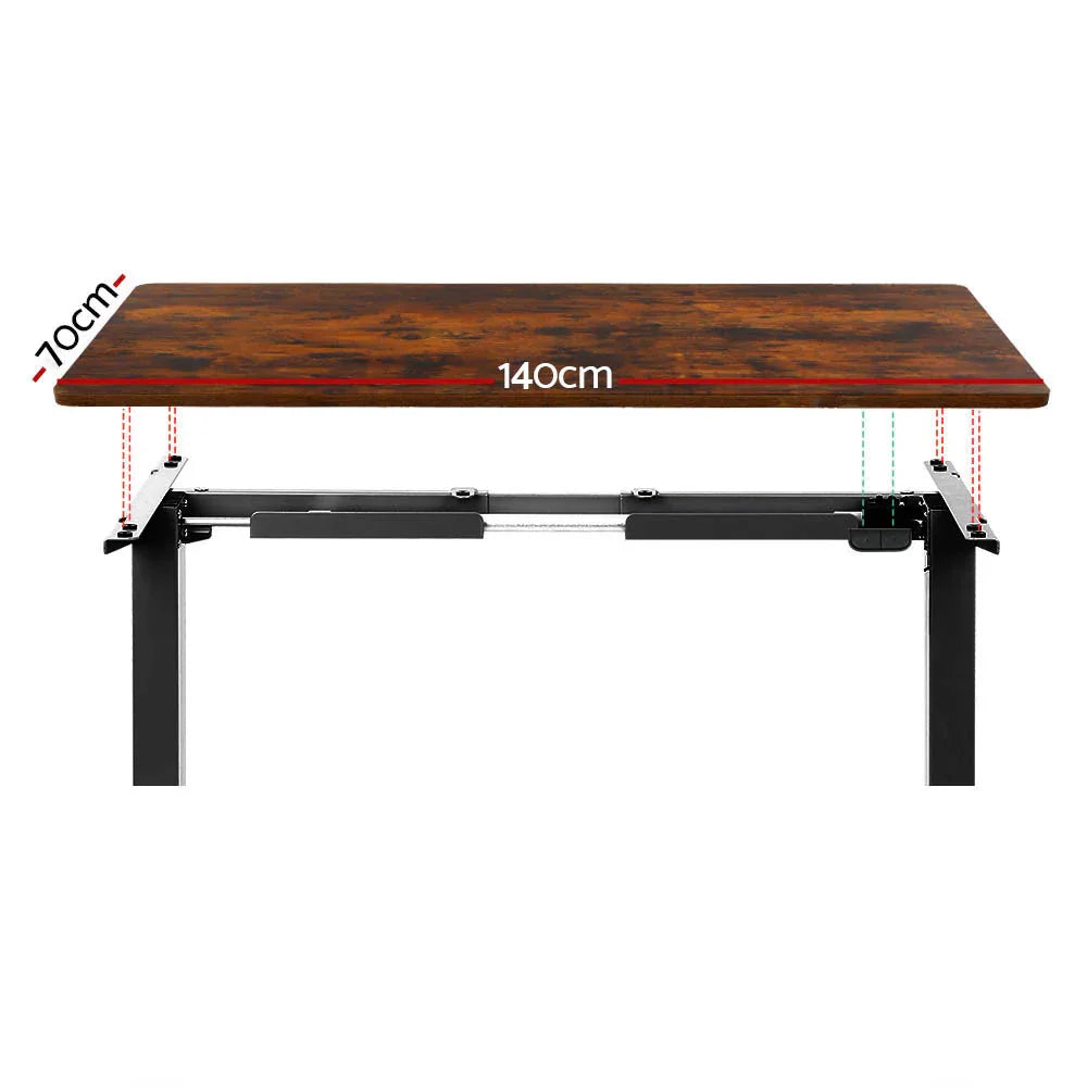 Artiss Standing Desk Motorised Rustic Brown 140CM - Mekamart Australia