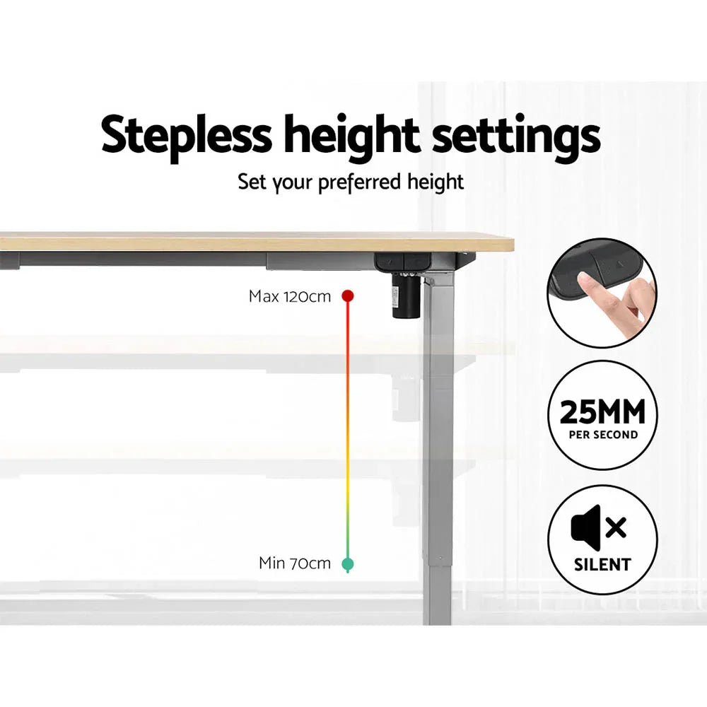Artiss Standing Desk Motorised 140CM White Oak - Mekamart Australia