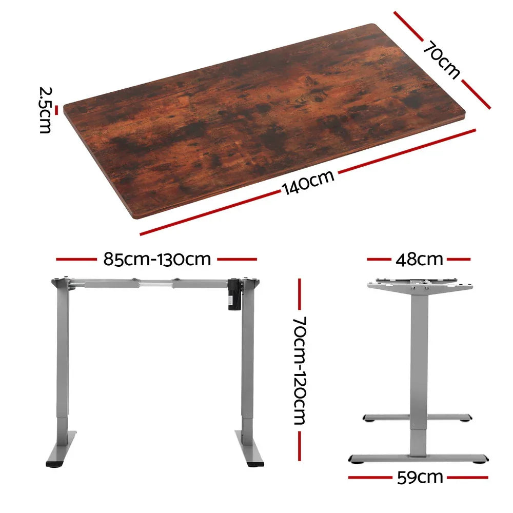 Artiss Standing Desk Motorised 140CM Rustic Brown - Mekamart Australia