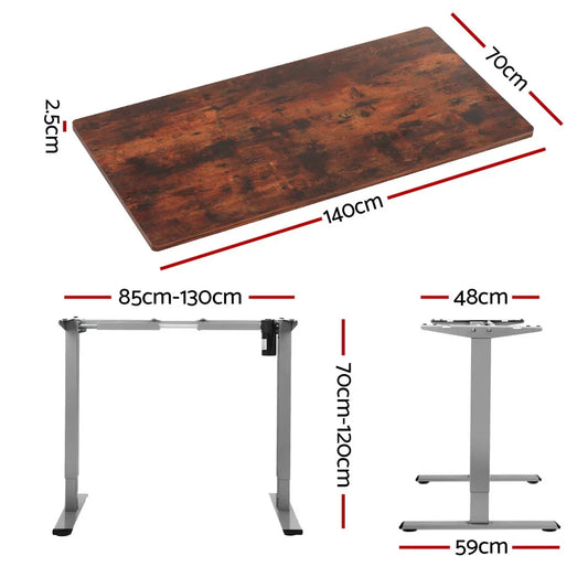 Artiss Standing Desk Motorised 140CM Rustic Brown - Mekamart Australia