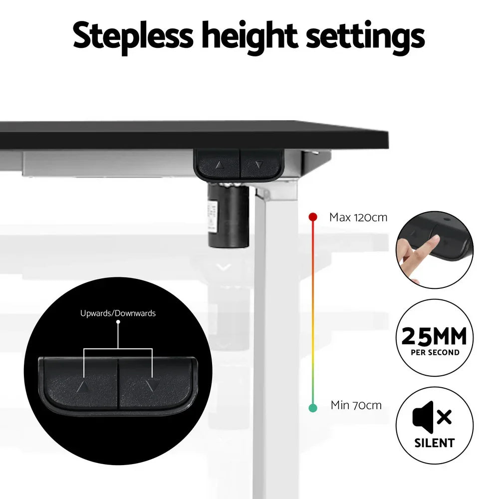 Artiss Electric Standing Desk Frame Only Height Adjustable 70KG Load White - Mekamart Australia