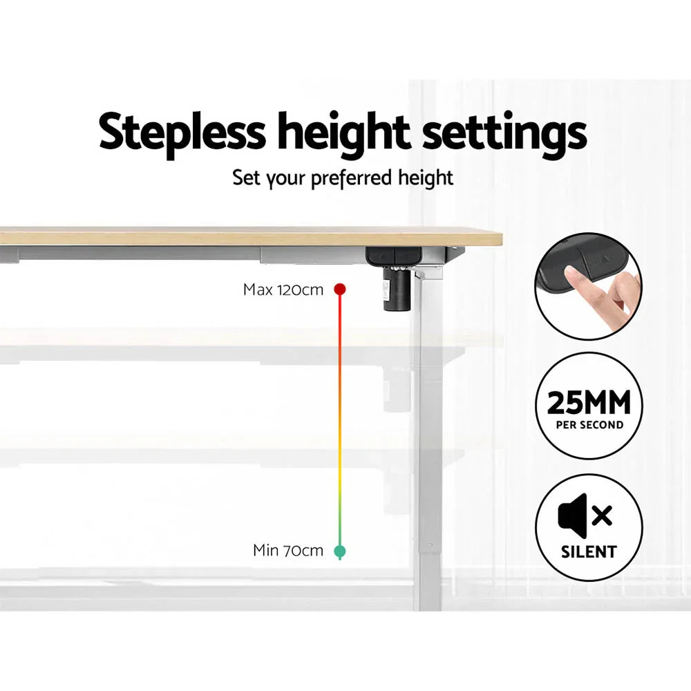 Artiss Standing Desk Motorised Sit Stand Desks White Oak 120CM - Mekamart Australia