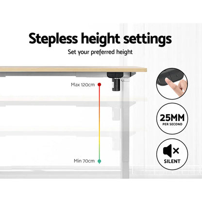 Artiss Standing Desk Motorised Sit Stand Desks White Oak 120CM - Mekamart Australia
