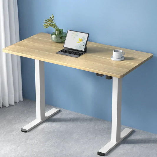 Artiss Standing Desk Motorised Sit Stand Desks White Oak 140CM - Mekamart Australia