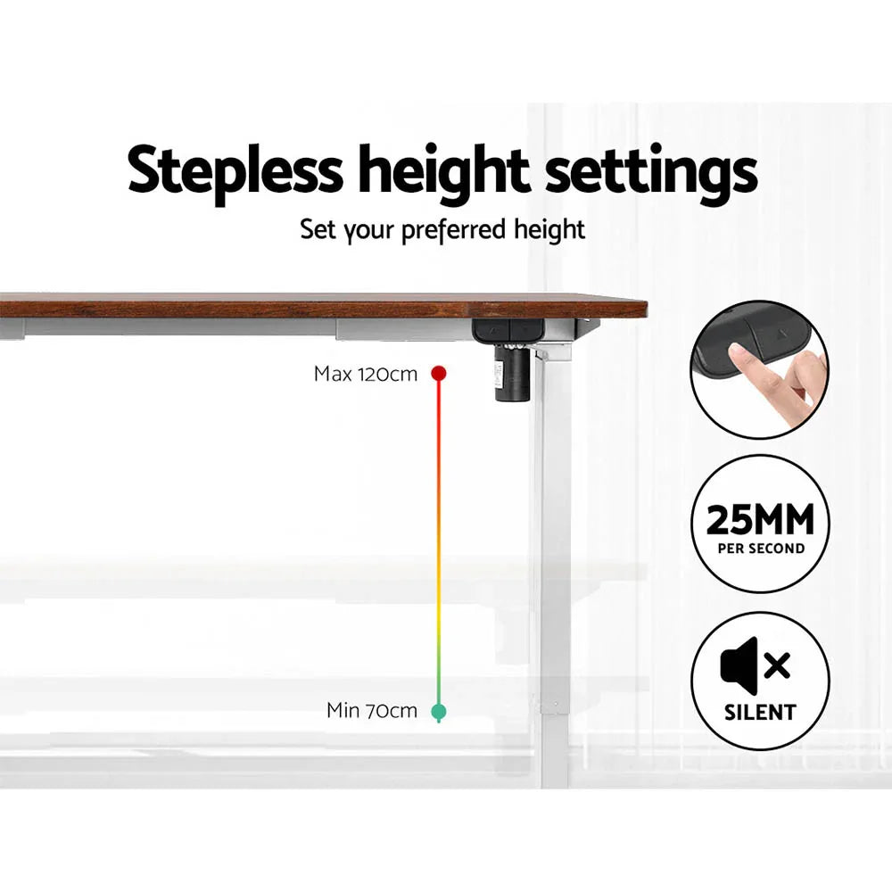 Artiss Standing Desk Motorised Sit Stand Desks Rustic Brown 120CM - Mekamart Australia